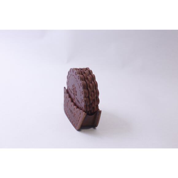 Peru Coasters, Set of 6 with a Holder, Tooled Leather, Kitchen - Picture 4 of 4